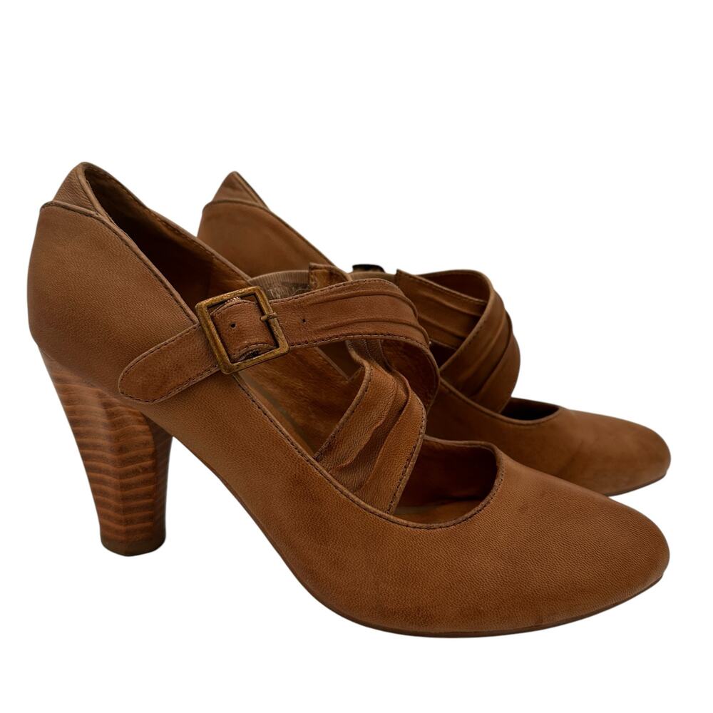 Miz Mooz Brown Leather Ginny Heels Size 9